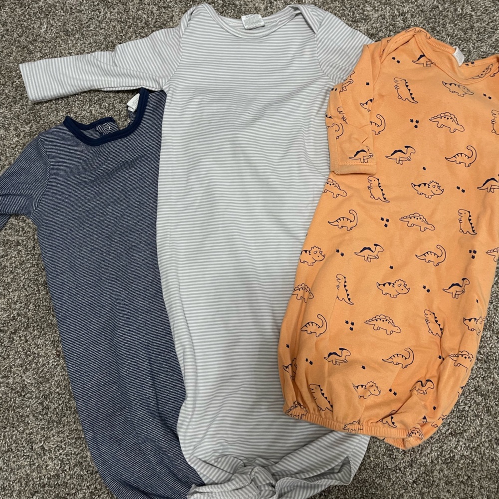 Starting Out Baby Night Gown Set of 3 with Matching Hat